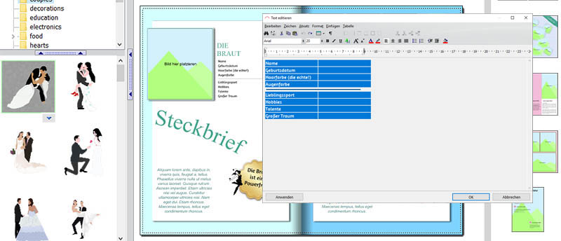 Steckbrief Vorlage Brautpaar